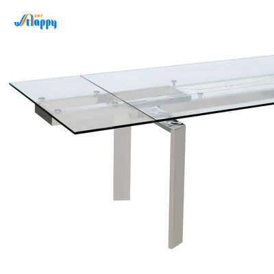 Euro Style Extendable Tempered Glass Dining Tables 900mm For Indoor Usage