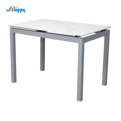 Customized 140cm Length Glass Extendable Dining Table With Iron Leg Dt-964-110