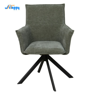 Mid Century Leather Swivel Dining Chair Heat Resistant With Metal Base Dc-7532