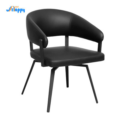 Black Leather Modern Swivel Chair Easy To Clean With Iron Base Dc-7531
