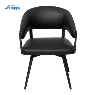 Black Leather Modern Swivel Chair Easy To Clean With Iron Base Dc-7531