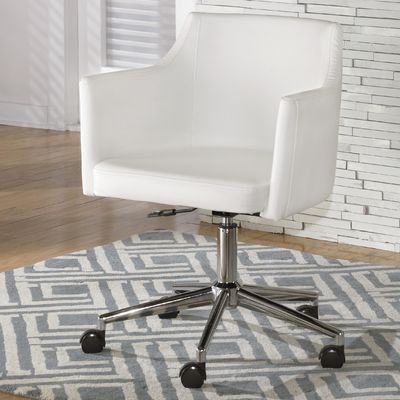 Modern Upholstered Rotating Office Chair With Black And White Dc-7340