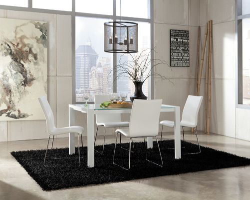 Tempered Glass Top Extendable Glass Table DT-970 90cm Width For Showroom