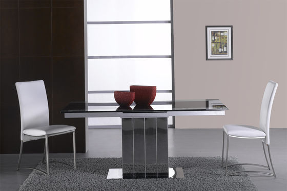 Automatic 200cm Glass Top Extendable Dining Table DT-809T With Stainless Steel Base