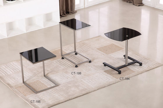 Easy Cleaning CT-184 Glass Top End Tables Corrosion Resistance With Stainless Steel Frame
