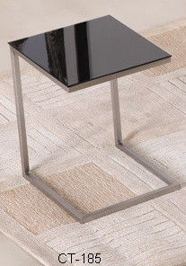 Black CT-185 Glass Top Side Table Easy Installation Fashionable With Modern Design
