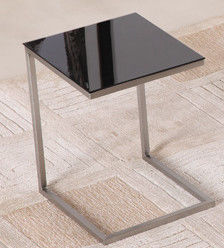 Black CT-185 Glass Top Side Table Easy Installation Fashionable With Modern Design
