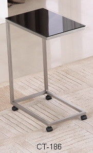 Stainless Steel Glass Side Table High Stability Movable With Casters CT-186