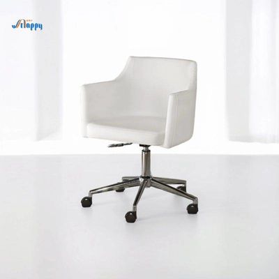 Modern Upholstered Swivel Task Chair with Flared Arms for Home Office in White