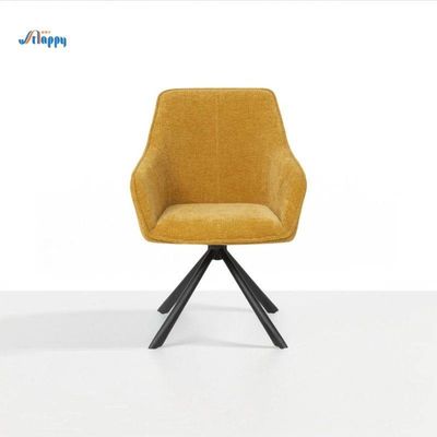 Elegant Yellow Rotating Dining Chair with Fabric Cover and Iron Frame Modern Style