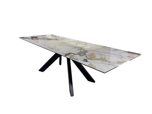 1800(+450+450)*1000mm Modern Ceramic Top Dining Table With Extensible System With Metal Base DT-31047A
