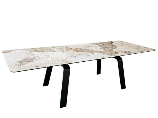 FUPENG's Extendable Dining Table DT-1031 Ceramic And Tempered Glass Panels For Home Small Spaces