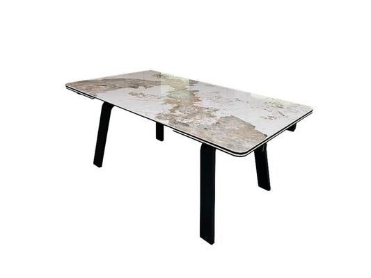 FUPENG's Extendable Dining Table DT-1031 Ceramic And Tempered Glass Panels For Home Small Spaces