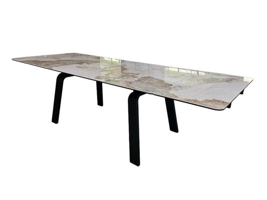 FUPENG's Extendable Dining Table DT-1031 Ceramic And Tempered Glass Panels For Home Small Spaces