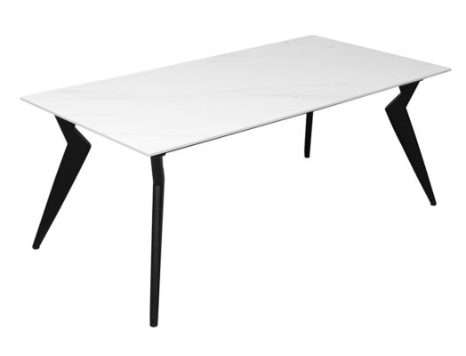 DT-1007 Modern Ceramic Top Dining Table For Homes And Offices Custom Sizes In White/Grey