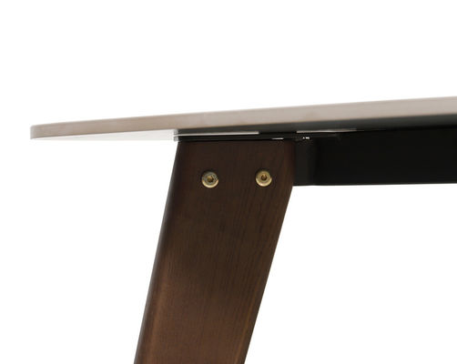 DT-1025 Modern Ceramic Top and Wooden Leg Kitchen Table Knock-Down Fixed Type 1600*850mm Brown for Home