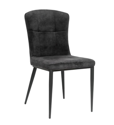 Black Leather Dining Chair with Iron Frame